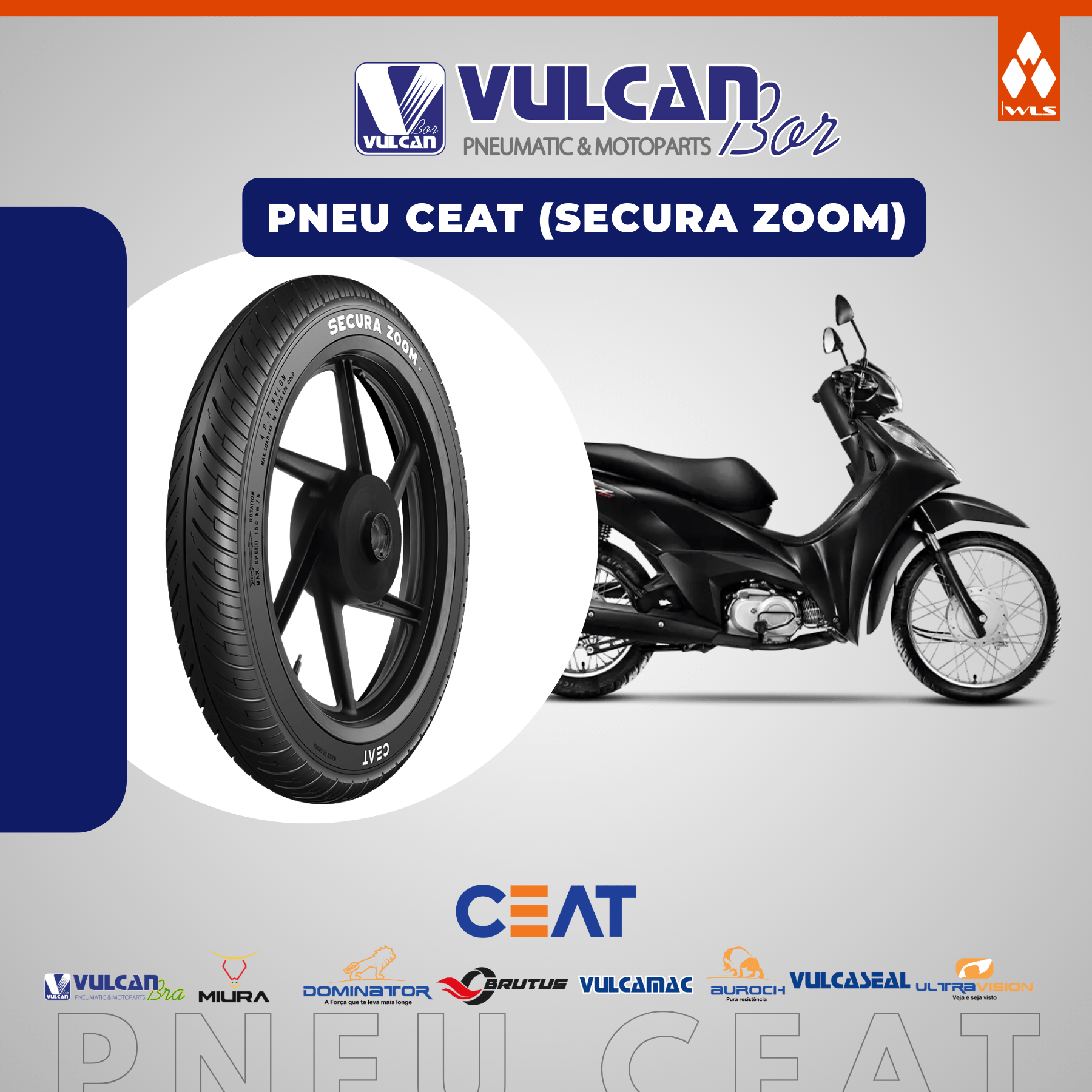 Pneu p/ moto aro 14 * 80/100-14 - tras. biz100/125/pop100/110i (secura zoom) c/câm.